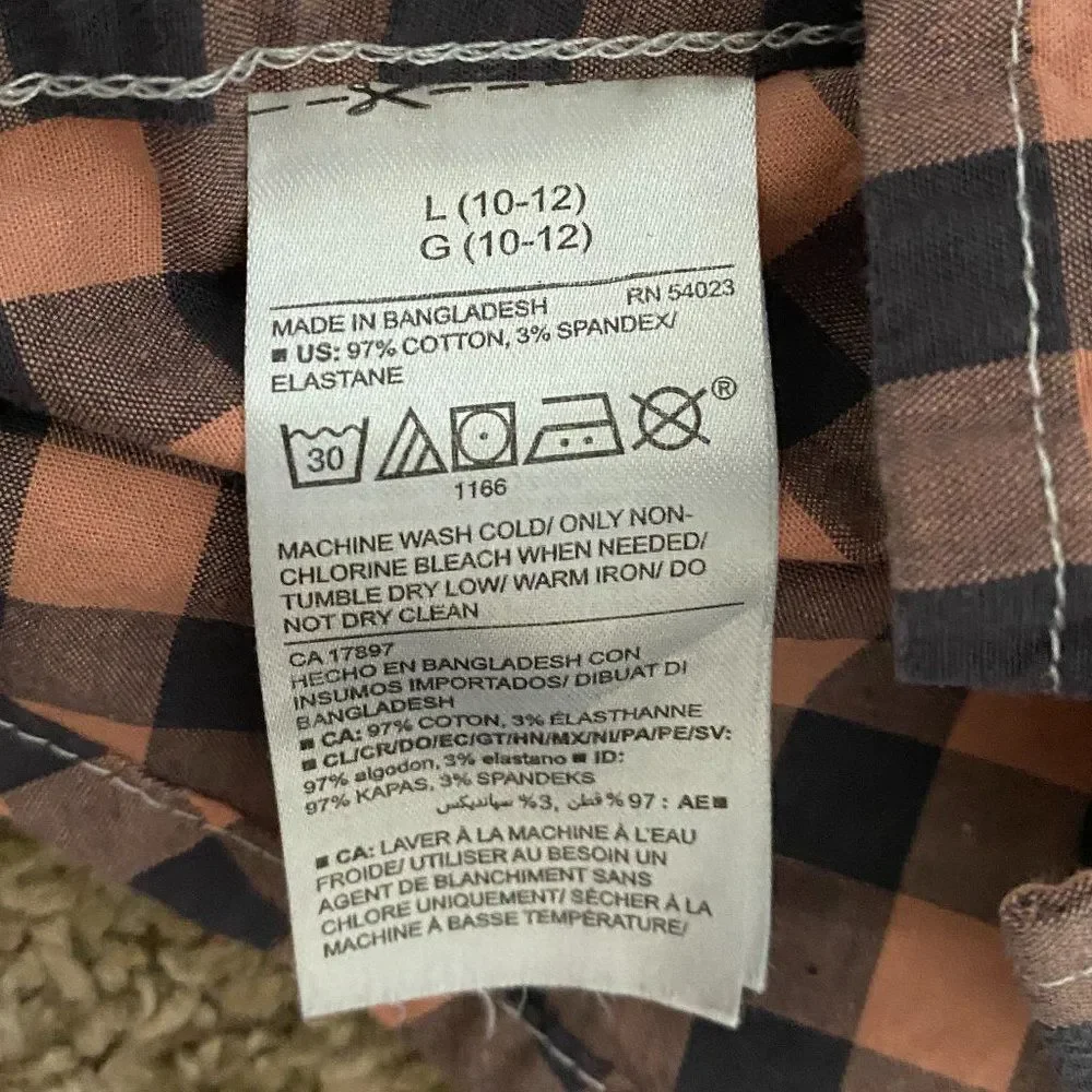 Old Navy Built In Flex Checkered Long Sleeve Button Down Shirt Boys Size L 10-12